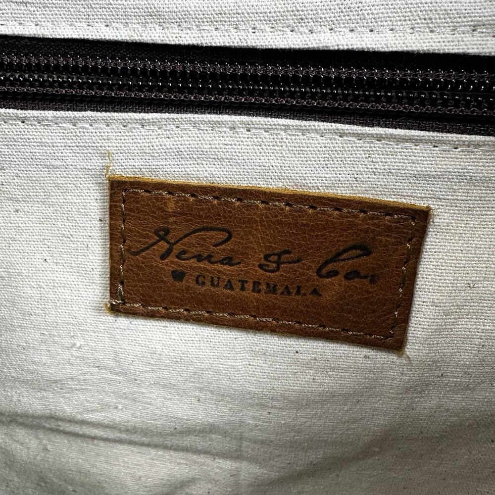 Nena & Co. Tote Bag Woven Leather Tribal Aztec Guatemala Boho Southwest - Picture 13 of 14